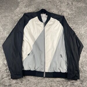 Vintage Sean John Bomber Jacket Mens 3XL Black White Colorblock Zip Windbreaker